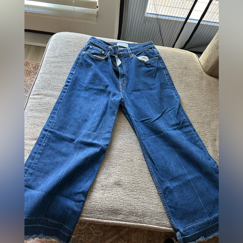 Dark wash 10 Crosby Derek Lam  flared crop jeans with frayed hem size 30